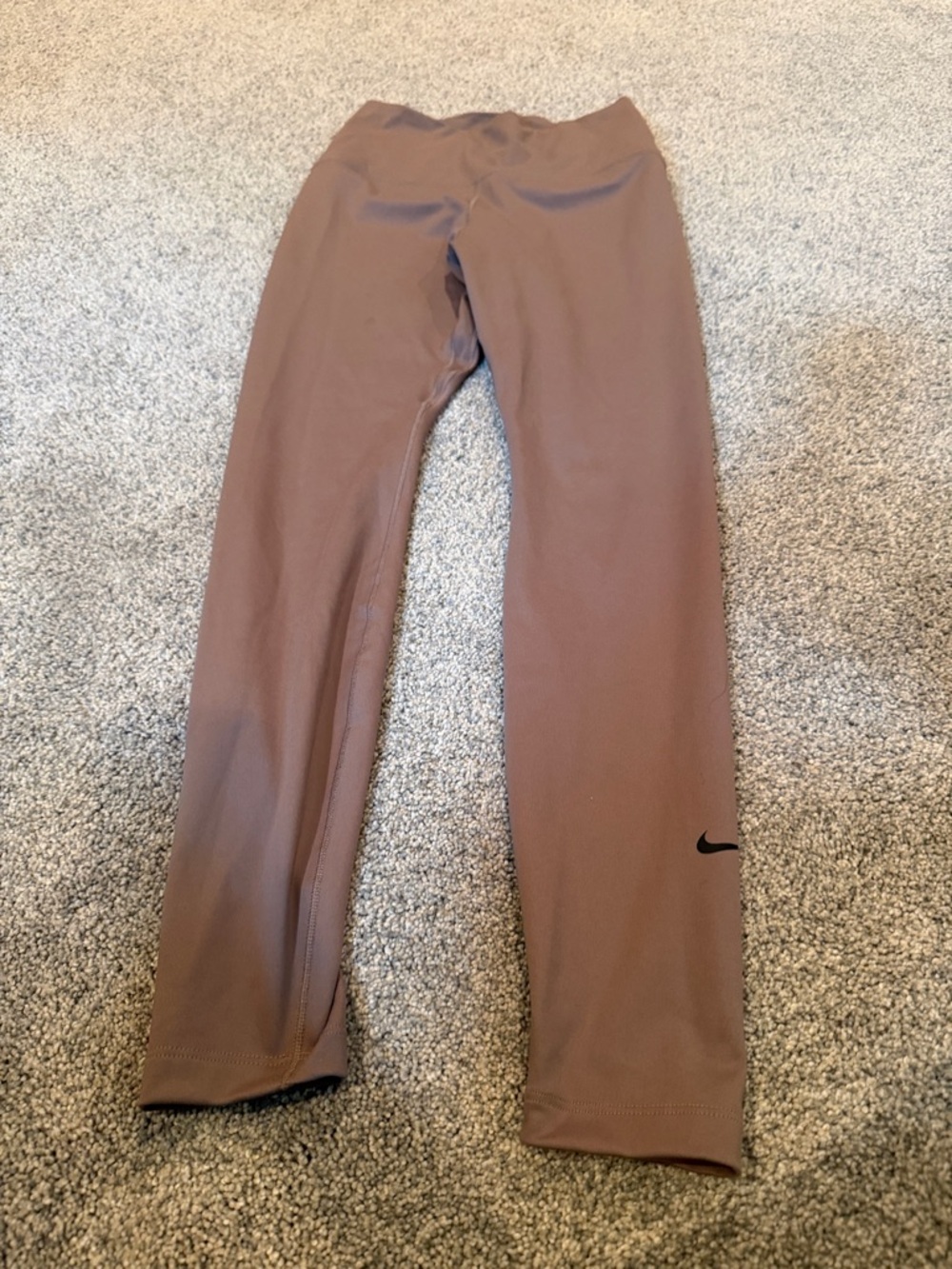 Nike Brown Stretch Performance Leggings with Black Swoosh